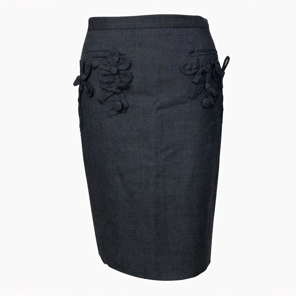 Moschino Cheap and Chic Floral Appliqué Pencil Skirt Dark Grey Size Small - Picture 1 of 11